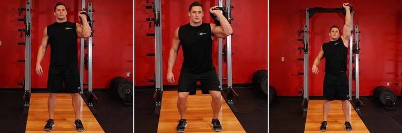 how to perform the One-Arm Kettlebell Push Press Exercise https://get-strong.fit/Kettlebell-Push-Press-Exercise-Guide/Exercises
